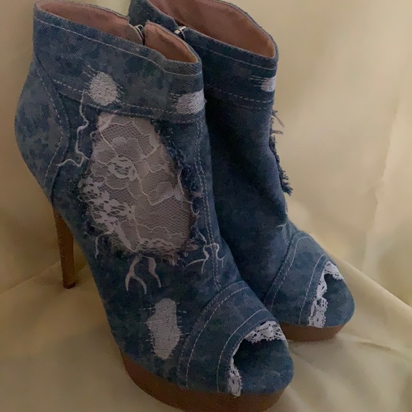 Shoes - Denim Peep toe heels (SOLD)